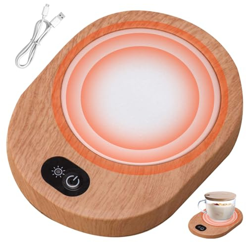 Muggvärmare USB-koppvärmare för skrivbord trä kaffemugg värmare 55-65 ℃ konstant temperatur kaffevärmare bärbar uppvärmd underlägg uppvärmd kaffemugg inget batteri