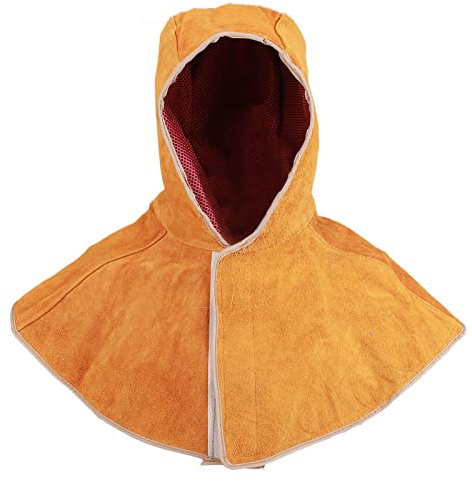 Leopacat Capucha De Soldadura,Gorro Para Soldador De Cuero Partido De La Vaca Con Cobertor Para Cuello Y Hombro, Ajustable Casco De Seguridad IgníFugo ProteccióN De Cabeza Para Hombres Y Mujeres
