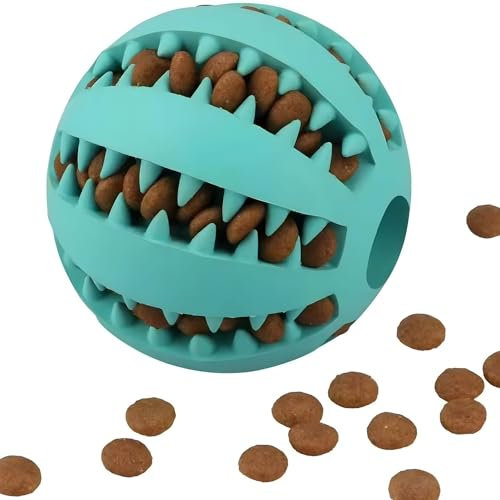 BOUMOUR®-Hundeball mit Zahnpflege-Funktion Noppen Hundespielzeug aus Naturkautschuk - Robuster Hunde Ball Ø 7cm - Futterball für Hunde- Hundespielball für Große & Kleine (Türkis, 7)