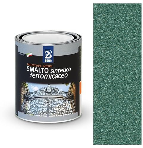 2BM Esmalte sintético ferromicáceo con disolvente, color verde 130 con pigmentos metálicos, ideal como fondo y acabado para superficie rugosa | Protección exterior de hierro forjado | Formato de 0,75