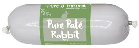 Pure & Natural Wet Dog Food Pate Chub Roll, 97% Rabbit 400g - High Meat Content, Moist, Grain Free Dog Food for All Breeds