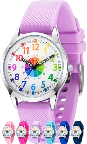 SIMSAM Kinderuhr Junge ab 6, Lernuhr Kinder Uhr ab 8, Kinderuhr Mädchen 10 Jahre, Armbanduhr Kinder Uhren für Jungs 12 Jahre, Armbanduhr Mädchen Jungen, Kids Watch, Kinderuhren (Hellviolet)