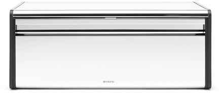 Brabantia Fall Front Bread Bin – Large Countertop Storage Box for Bread, Bagels, Rolls – Space-Saving Design with Flat Top – Brilliant Steel