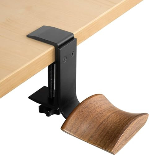 Jichenfang Support de Casque avec 6cm Large Oreiller en Bois de Noyer Crochet Casque, Support pour écouteurs Réglable Casque Stand pour Tous Les Casques de Jeu/écouteurs de Bureau