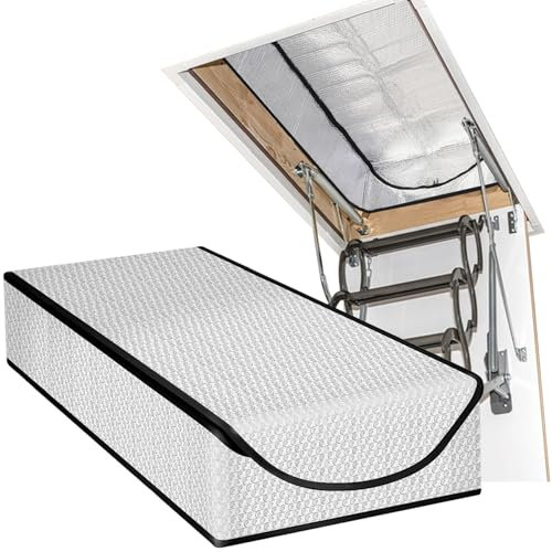 Attic Door Insulation Cover,54'' x 25'' x 11'' Extra Thick Double Bubble Attic Stairs Insulation Cover for Pull Down Stair Attic Tent Attic Stairway Ladder Insulation Cover with Zipper
