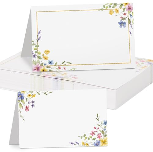 50pz Segnaposto Fiori Matrimonio Compleanno Battesimo Cresima Bambini Prima Comunione, Cartellini Segnaposto Tavolo, Cartoncino Bigliettini Decorazione Feste