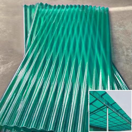 RYZQWE Wellplatte Dachblech für Carport,5 Stück Wellplatten,Gewächshausplatten,Transparente Wellplatte 2mm,Wärmeisolierung Dachplatten, Dachblech für Gerätehaus,Wetterfest Dachpaneele(Green,0.9x1.6m)