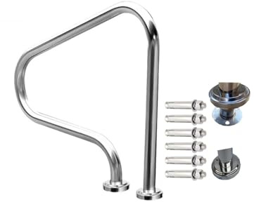 Stainless Steel Swimming Pool Handrail,Swimming Inground Pool Rail,Stair Rail with Easy Mount Base, for Home Inground Pool Water Park(800mm*800mm)