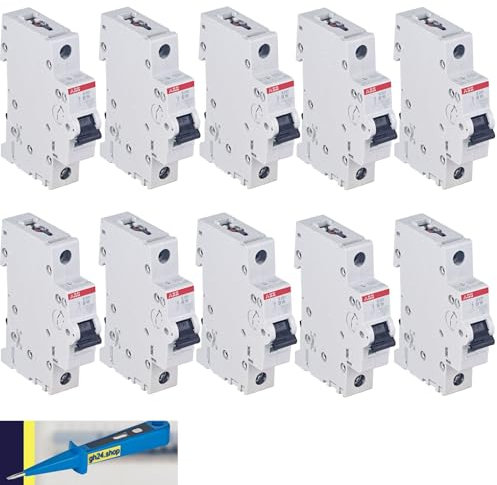 10 Stück ABB S201-B16 Leitungsschutzschalter B16A 1-polig 6kA + gh24 Phasenprüfer