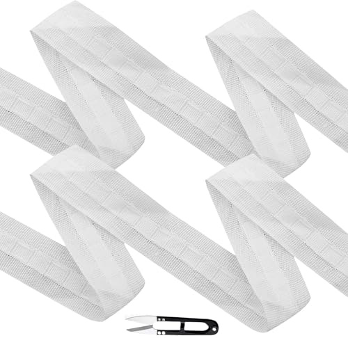 Frypay Ruban à coudre pour rideaux - 30 mètres x 25 mm - Blanc - Ruban fronceur universel pour rideaux avec crochets de rideau