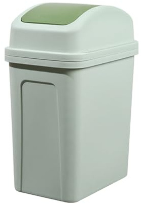 Mülleimer Küche mit Schwingdeckel 22L, Geruchsdicht Abfalleimer geruchsdicht mit deckel, Robust Recycelbarer Kunststoff Papierkorb Rechteckig Tonne für Abfall, Recycling, Familie, Büro (Grün)