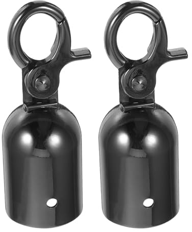 GALPADA Lot de 2 Embouts de Corde à Pression 28 MM en Alliage de Zinc Noir Brillant pour Garde-Corps Butée de Corde Robuste avec Crochet Métallique Protection L’Usure Usage Intérieur
