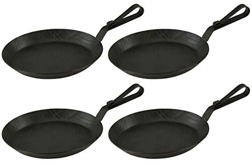 Markenlos Servire padelle in Ferro battuto con Manico Gancio in Tenendo. Misure e Set, Acciaio Inox, SPTyp6-4er