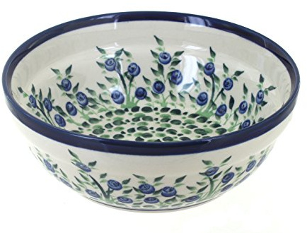 Blue Rose Polish Pottery - Green Porcelain Vine Cereal/Soup Bowl - 6.7 Diameter - Great Bowl for Everyday Dinnerware, Casual Dinnerware, or Formal Dining