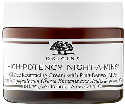 Origins High-Potency Night-A-Mins Resurfacing Gel Face Moisturizer with Fruit-Derived AHAs and Jojoba | Night Cream, 1.7 Fl Oz