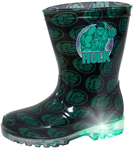 Marvel Bottes de Pluie et Neige Lumineuses en Caoutchouc pour Enfant, Noir , 23 EU
