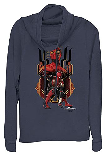 Marvel Spider-Man No Way Home Costume intégré à manches longues et col bénitier pour femme, Bleu marine., 4XL