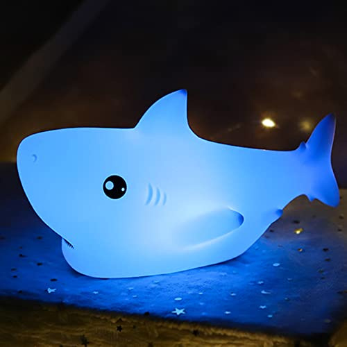 ZKLiLi Luz nocturna de tiburón Infantil, 7 colores de luz quitamiedos Infantil. Es una luz LED portátil para dormir, una lámpara de noche para niños y un regalo para mujeres (tiburón)