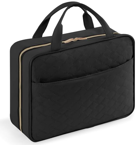 Lifewit Reise Kulturbeutel Damen, große Reise Kosmetiktasche Kulturtasche zum Aufhängen Organizer für Frauen, transparente Schminktasche mit hängendem Haken für Behälter, Groß,Schwarz