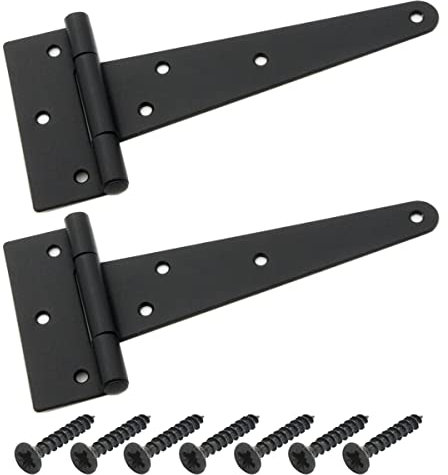 BRESKO Kreuzgehänge schwarz Scharnier Torband Türband Ladenband T-Scharniere T-Bänder 2er Set mit Schrauben (150x35x80x2 mm)