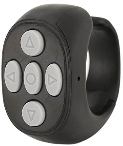 Bluetooth Fernbedienung Kabelloser Scrolling Page Turner für IOSAndroid Handy APP, Ring Design Fingertip Scrolling Clicker, Kamera Shutter Remote Selfie Button (Schwarz)
