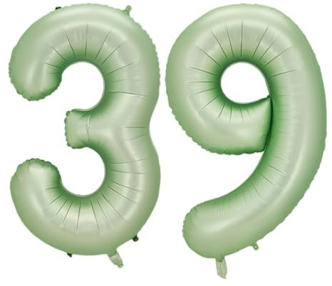 Guoguonb 40 Zoll Zahl 39. Geburtstag Deko Riesen Aufblasbar Helium Folienballon Nummer 39 Luftballons Personalisiertes Design Ballon für Gedenktag Geburtstag Dekoration (Wassermelone Grün)