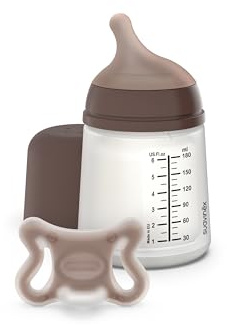 Suavinex, Biberon Anti-Coliche + Ciuccio Zero Zero. Biberon da 180 ml con tettarella a flusso adattabile (A) e ciuccio per neonati taglia -2/2 mesi. Adatto ai bambini prematuri, Deep