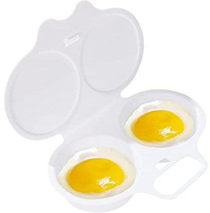 Humdcdy Olla para Microondas Escalfadora De Huevos, Cocedor De Huevos Portátil para Microondas con 2 Ranuras, Utensilio De Cocina para Cocinar Huevos Escalfados