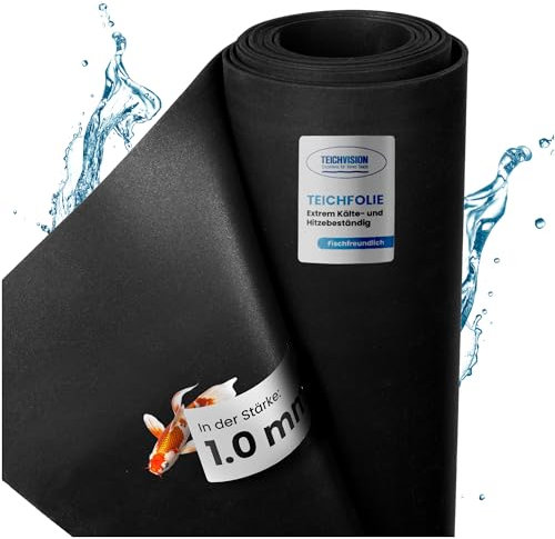TeichVision - Premium EPDM Teichfolie Stärke 1 mm - 15,25 m x 1 m/naturgerechte EPDM Folie schwarz - besonders langlebig/auch geeignet als Hochbeet Folie wasserdicht
