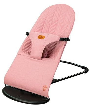 Hamaca Bebé 2 en 1 PARADISE – Mecedora y Balancín Reclinable y Plegable – Arnés 3 Puntos – Barra de Juguetes – Desde 0 Meses hasta 9 kg – Rosa Asalvo