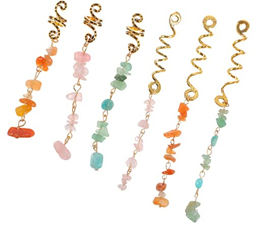 FRCOLOR 6pezzi Pietre Per Dreadlock Accessori Per Ciondolo in Pietra Decorazioni Per Gioielli Per Per Dread Accessori Per Dreadlock Ciondoli Per Polsini Per Anello Per