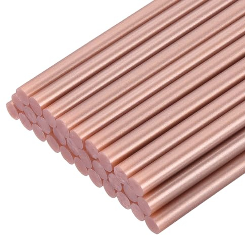QUARKZMAN 30Pz Mini Bastoncini a Caldo di EVA 7mm x 100mm Sticks Piccoli Adesivi per Pistola Colla a Caldo, Rosa Oro