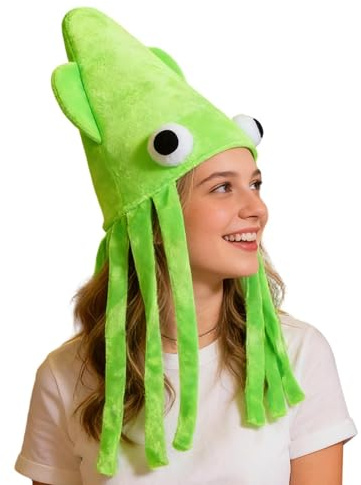 Genérico Gorros Locos - Disfraz de Calamar de Peluche Transpirable,Gorros de Animales Marinos para - para Halloween, Navidad, de Cumpleaños, Fotografía, Espectáculos, Niños, Adultos,