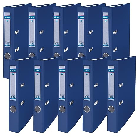 DONAU Master Binder - Archivador de Palanca (10 Unidades, DIN A4, 5 cm, 10 Unidades, Cubierta de plástico PP/cartón, Ranuras para Papel, Carpeta de Oficina, Carpeta de Anillas