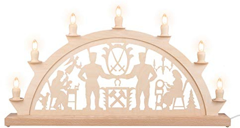 Nestler-Seiffen Schwibbogen Schwarzenberger Erzgebirge mit 7 Kerzen, 60 cm, Original Seiffen Lichterbogen