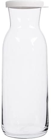 LAV 1x Couvercle Blanc 1.2L Fonte Carafe en Verre - Eau Vin Jus Réfrigérateur Stockage Ensemble de Cruche | Chevet Blanchisserie Distributeur Bouteille Pot