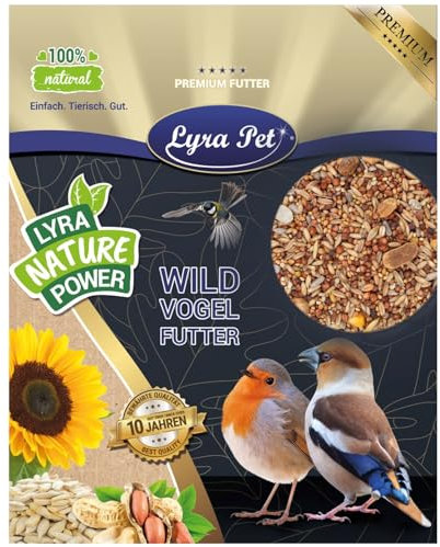 Lyra Pet® | 25 kg Streufutter schalenfrei | Wildvogelfutter ohne Schalen | Ganzjahres Vogelfutter für Wildvögel | Schalenlos & Fetthaltig | Ideal für Balkon & Terrasse | Kraftspendend & Sauber