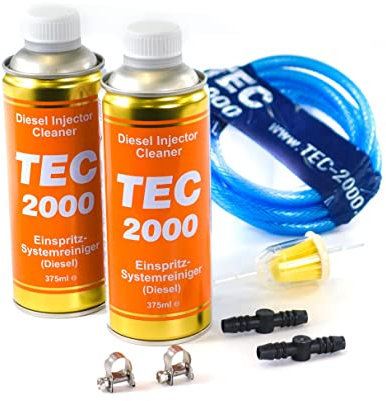 TEC 2000 Motorreiniger - Injektionsreinigungsset - Diesel Injektor Einspritzdüsen Reiniger 750ml - Kraftstoffadditiv zur Systemreinigung von Injektoren - Motorspülung Motorpflege Diesel Zusatz