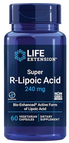 Life Extension, Super R-Lipoic Acid (Ácido R-Lipoico), 240mg, Altamente Dosificado, 60 Cápsulas veganas, Probado en Laboratorio, Sin Gluten, Vegetariano, Sin Soja, No GMO