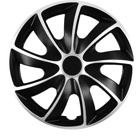 Radkappen Radzierblende 13 14 15 16 17 Zoll Quad Bicolor Silber Schwarz 2 Stück (13 Zoll)