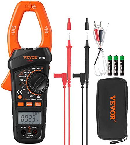 VEVOR Stromzange 1000A True-RMS Zangenmultimeter 5999Counts Zangenmessgerät Für Gleich-/Wechselstrom Gleich-/Wechselspannung Frequenz Widerstand Diodentest Ein-/Ausschalttest Kapazitäts-/Relativwert