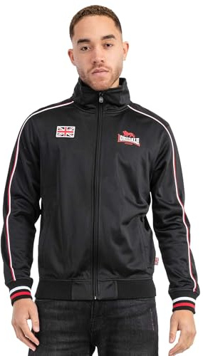 Lonsdale Skellberry träningsjacka för män, Svart/röd/vit, XL, 117559