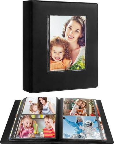 272 Taschen Fotoalbum 13x18 Hält 272 Fotos, Extra große Kapazität Lederbezug 13x18 Fotoalbum mit Frontfenster für Familie Hochzeit Baby Bilder, 13x18 Fotobuch mit schwarzen Innenseiten (Schwarz)