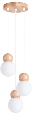 SOLLUX lighting - Apparecchio a sospensione PEKKA - Montaggio a soffitto - decorativo - LED - Basso consumo energetico - G9, 3x LED max 8W, ~230V, 50Hz, IP20 - Bianco/legno naturale - 31x31x124cm