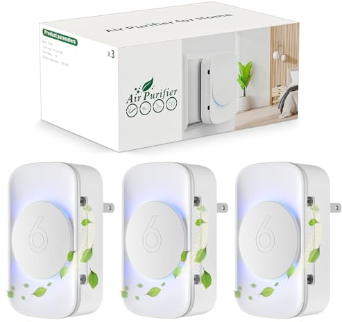 Air Purifier for Bedroom Home,3 Pcs Plug In Air Ionizers Portable Negative Ion Technology Filter-Free for Smokers Toilets Pet Odour Dust Remover(White)