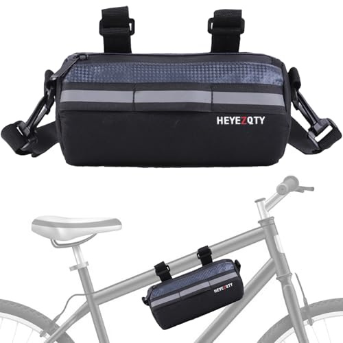 Kytpyi Bolsa para manubrio, bolsa de bicicleta, bolsa de manillar de bicicleta ligera impermeable de 2 L con 1 correa de hombro ajustable, cinta reflectante, bolsa de tela Oxford resistente para