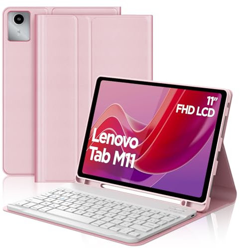 FOGARI Clavier pour Lenovo Tab M11 11'' 2024, AZERTY Français Clavier Bluetooth sans Fil, Intelligent Housse pour Lenovo Tab M11 Tablette TB-330XU/330FU - Rose