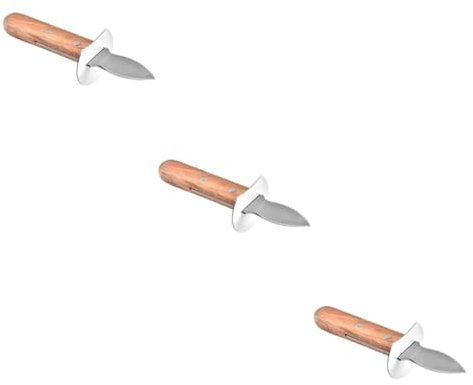 OUNONA 3 Piezas cuchillo para ostras de acero inoxidable almejas pelado de ostras pelar cucharón cuchillo as cuchillo de as cortador de as de mariscos abridor de as Madera