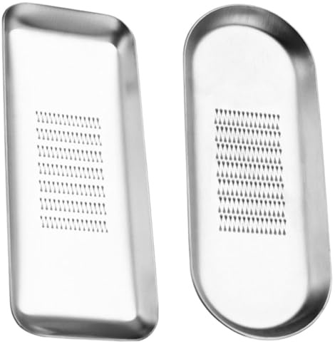 TOPPERFUN Rallador De Jengibre y Ajo Manual De Acero Inoxidable, 2 Piezas Diseño Cuadrado y Ovalado, Herramienta De Molienda Para Cocina, Uso Doméstico y Profesional