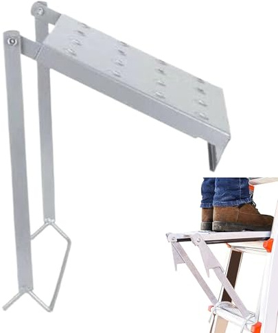 Supporto da lavoro a scala, in acciaio inox, vassoio da lavoro per strumenti, vernici e accessori, prolunga multiuso per elettricisti, meccanici, pittori, cucina, biblioteca